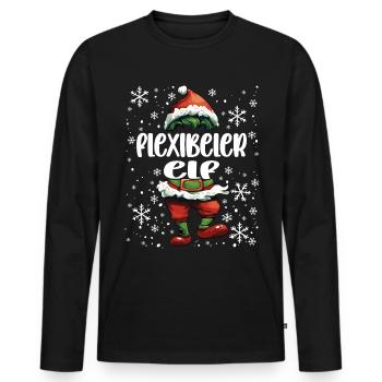 Weihnachtsoutfit Flexibeler Elf - Männer Premium Bio Langarmshirt - Schwarz - Vorne - Nico (187cm)