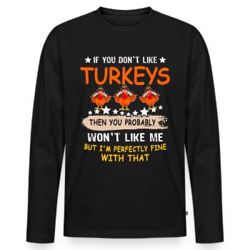 Truthahn Erntedankfest - Männer Premium Bio Langarmshirt - Schwarz - Vorne - Nico (187cm)