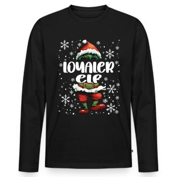 Weihnachtsoutfit Loyaler Elf - Männer Premium Bio Langarmshirt - Schwarz - Vorne - Nico (187cm)