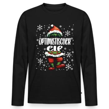 Weihnachtsoutfit Optimistischer Elf - Männer Premium Bio Langarmshirt - Schwarz - Vorne - Nico (187cm)