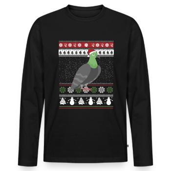 Colombe de Noël laide - T-shirt manches longues Premium bio Homme - noir - Devant - Nico (187cm)