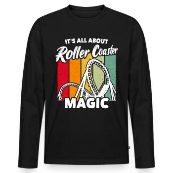 Achterbahn Roller Coaster - Men's Premium Organic Long Sleeve Shirt - black - Front - Nico (187cm)