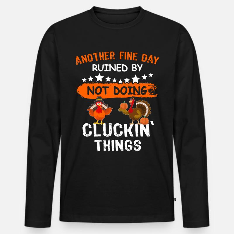 Truthahn Erntedankfest - Männer Premium Bio Langarmshirt - Schwarz