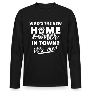 Propriétaire - T-shirt manches longues Premium bio Homme - noir - Devant - Nico (187cm)
