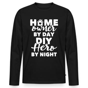 Propriétaire - T-shirt manches longues Premium bio Homme - noir - Devant - Nico (187cm)