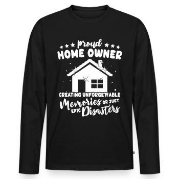 Propriétaire - T-shirt manches longues Premium bio Homme - noir - Devant - Nico (187cm)