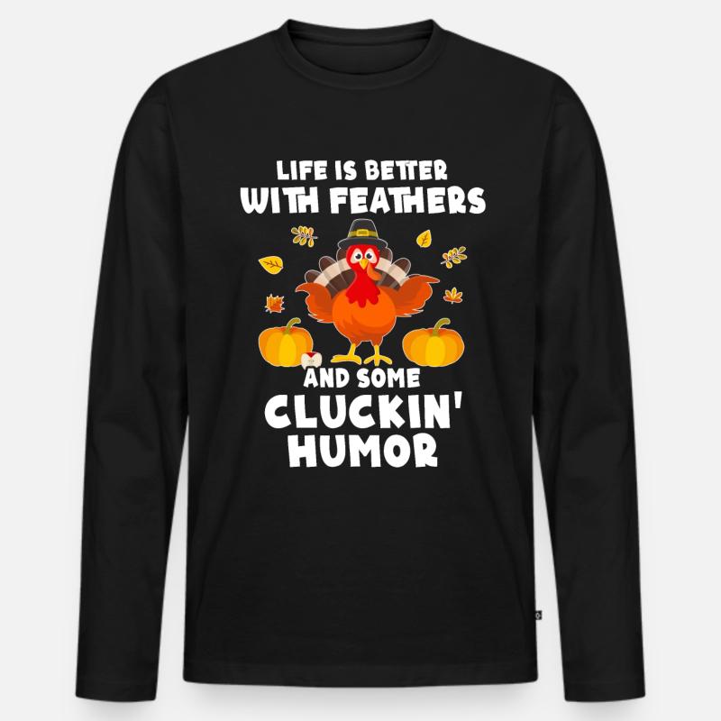Truthahn Erntedankfest - Männer Premium Bio Langarmshirt - Schwarz