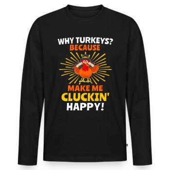 Dinde Thanksgiving - T-shirt manches longues Premium bio Homme - noir - Devant - Nico (187cm)