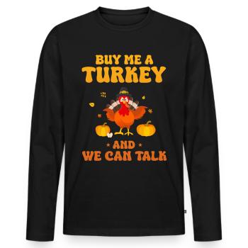 Dinde Thanksgiving - T-shirt manches longues Premium bio Homme - noir - Devant - Nico (187cm)