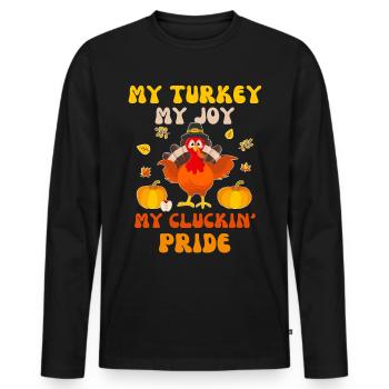 Dinde Thanksgiving - T-shirt manches longues Premium bio Homme - noir - Devant - Nico (187cm)
