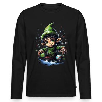 Tenue de Noël Cool Elf - T-shirt manches longues Premium bio Homme - noir - Devant - Nico (187cm)