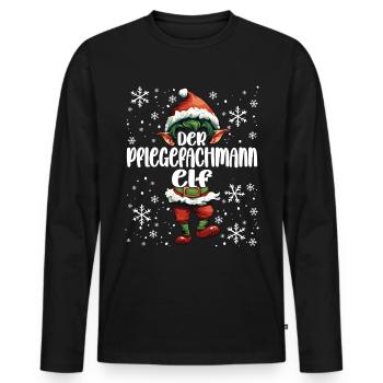 Weihnachtsoutfit Pflegefachmann Wichtel - Männer Premium Bio Langarmshirt - Schwarz - Vorne - Nico (187cm)
