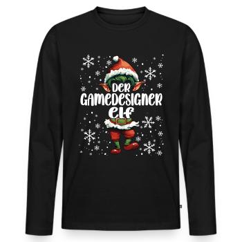 Weihnachtsoutfit Gamedesigner Wichtel - Männer Premium Bio Langarmshirt - Schwarz - Vorne - Nico (187cm)