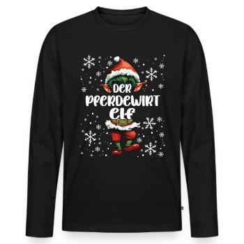 Weihnachtsoutfit Pferdewirt Wichtel - Männer Premium Bio Langarmshirt - Schwarz - Vorne - Nico (187cm)