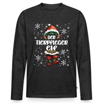 Weihnachtsoutfit Tierpfleger Wichtel - Männer Premium Bio Langarmshirt - Anthrazit meliert - Vorne - Nico (187cm)