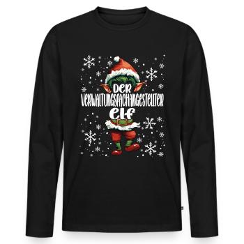 Weihnachtsoutfit Verwaltung Wichtel - Männer Premium Bio Langarmshirt - Schwarz - Vorne - Nico (187cm)