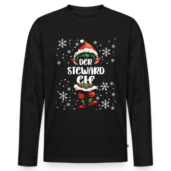 Weihnachtsoutfit Steward Elf Wichtel - Männer Premium Bio Langarmshirt - Schwarz - Vorne - Nico (187cm)