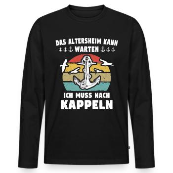 Kappeln Sprüche - Männer Premium Bio Langarmshirt - Schwarz - Vorne - Nico (187cm)