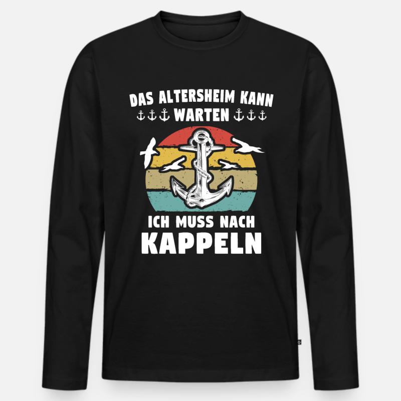 Kappeln Sprüche - Männer Premium Bio Langarmshirt - Schwarz