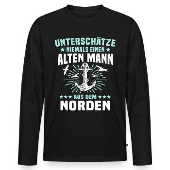 Norden Mann Nordener Männer - Männer Premium Bio Langarmshirt - Schwarz - Vorne - Nico (187cm)