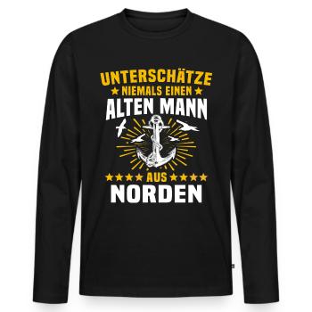 Norden Mann Nordener Männer - Männer Premium Bio Langarmshirt - Schwarz - Vorne - Nico (187cm)