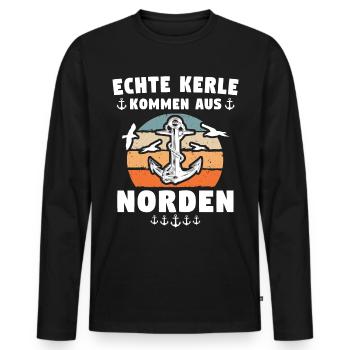 Norden Mann - Männer Premium Bio Langarmshirt - Schwarz - Vorne - Nico (187cm)