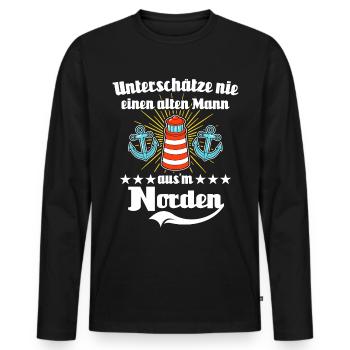 Nordener Männer - Männer Premium Bio Langarmshirt - Schwarz - Vorne - Nico (187cm)