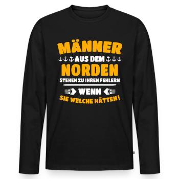 Norden Mann - Männer Premium Bio Langarmshirt - Schwarz - Vorne - Nico (187cm)