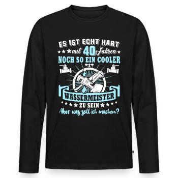 Wassermeister 40. Geburtstag 40 Jahre Wasser - Männer Premium Bio Langarmshirt - Schwarz - Vorne - Nico (187cm)