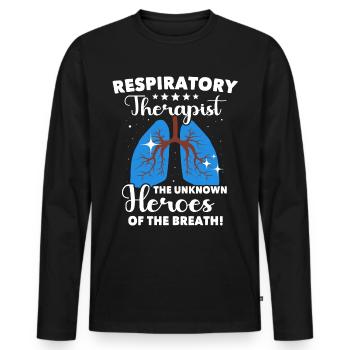 Respiratory Therapist Lung Breathing - Men's Premium Organic Long Sleeve Shirt - black - Front - Nico (187cm)