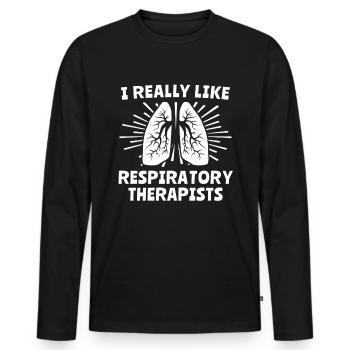 Respiratory Therapist - Men's Premium Organic Long Sleeve Shirt - black - Front - Nico (187cm)