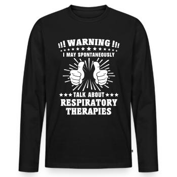Respiratory Therapist - Men's Premium Organic Long Sleeve Shirt - black - Front - Nico (187cm)