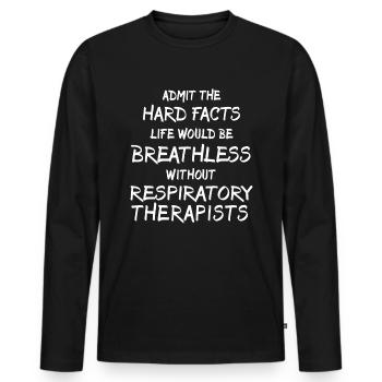 Respiratory Therapist - Men's Premium Organic Long Sleeve Shirt - black - Front - Nico (187cm)