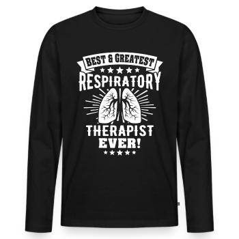 Respiratory Therapist - Men's Premium Organic Long Sleeve Shirt - black - Front - Nico (187cm)