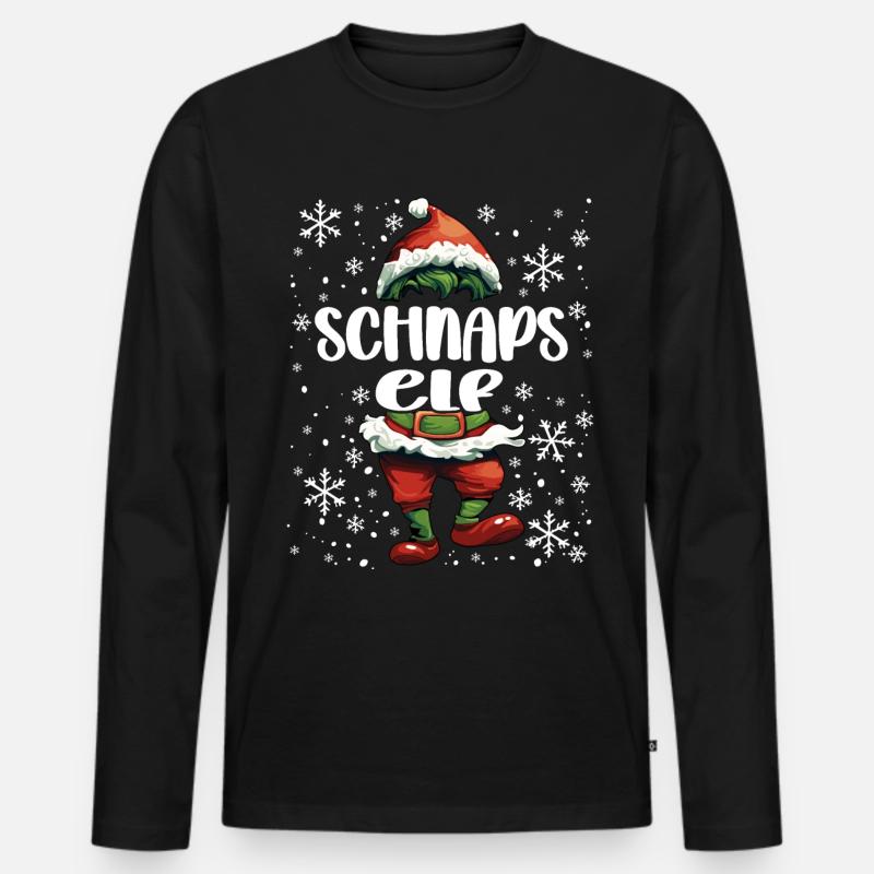 Weihnachtsoutfit Schnaps Elf - Männer Premium Bio Langarmshirt - Schwarz