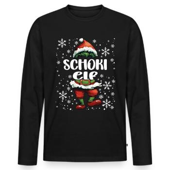 Weihnachtsoutfit Schoki Elf - Männer Premium Bio Langarmshirt - Schwarz - Vorne - Nico (187cm)