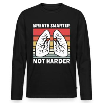 Atemtherapeut Lunge - Männer Premium Bio Langarmshirt - Schwarz - Vorne - Nico (187cm)