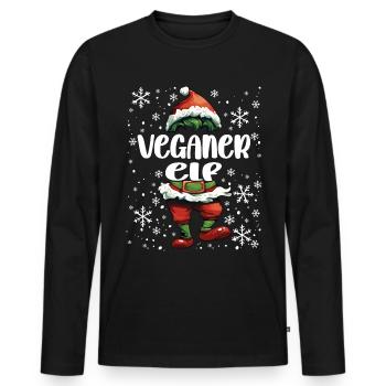 Tenue de Noël Vegan Elf - T-shirt manches longues Premium bio Homme - noir - Devant - Nico (187cm)