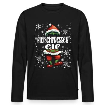 Tenue de Noël Elfe carnivore - T-shirt manches longues Premium bio Homme - noir - Devant - Nico (187cm)