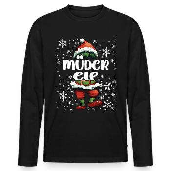 Tenue de Noël Elfe fatigué - T-shirt manches longues Premium bio Homme - noir - Devant - Nico (187cm)