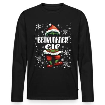 Tenue de Noël Drunk Elf - T-shirt manches longues Premium bio Homme - noir - Devant - Nico (187cm)