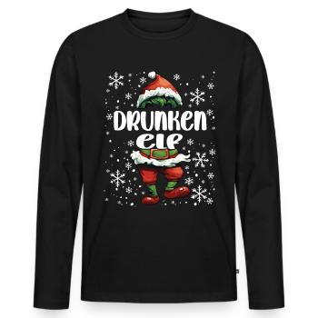 Tenue de Noël Drunken Elf - T-shirt manches longues Premium bio Homme - noir - Devant - Nico (187cm)