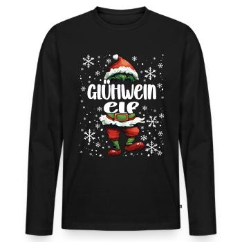 Tenue de Noël Lutin au vin chaud - T-shirt manches longues Premium bio Homme - noir - Devant - Nico (187cm)