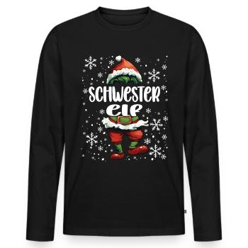 Weihnachtsoutfit Schwester Elf - Männer Premium Bio Langarmshirt - Schwarz - Vorne - Nico (187cm)