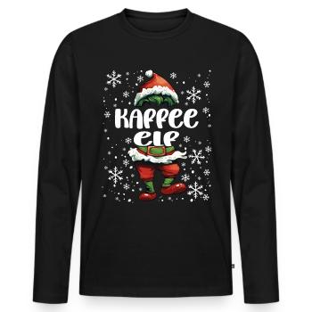 Tenue de Noël Elfe Café - T-shirt manches longues Premium bio Homme - noir - Devant - Nico (187cm)