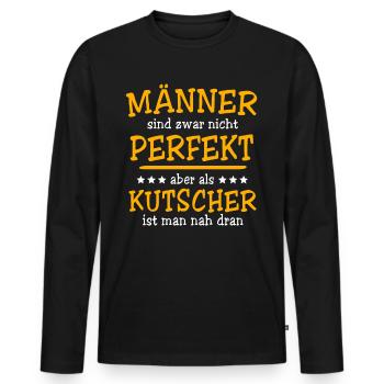 Kutscher Sprüche - Männer Premium Bio Langarmshirt - Schwarz - Vorne - Nico (187cm)