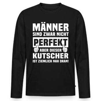 Kutscher - Männer Premium Bio Langarmshirt - Schwarz - Vorne - Nico (187cm)
