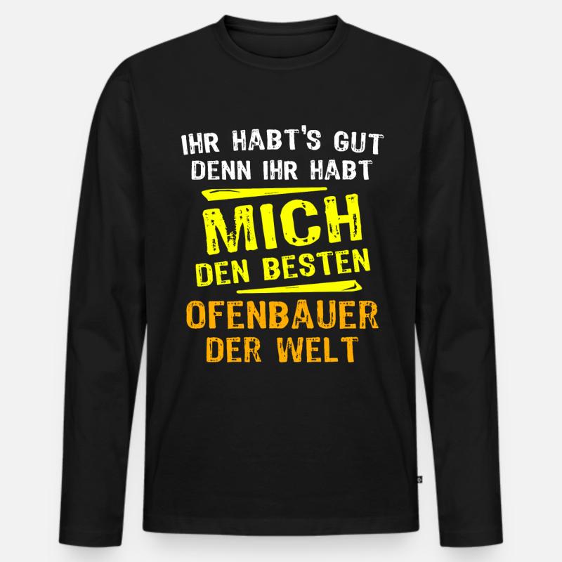 Ofenbauer Geschenk - Männer Premium Bio Langarmshirt - Schwarz