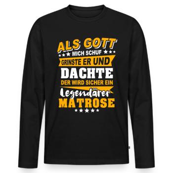 Matrose Sprüche - Männer Premium Bio Langarmshirt - Schwarz - Vorne - Nico (187cm)