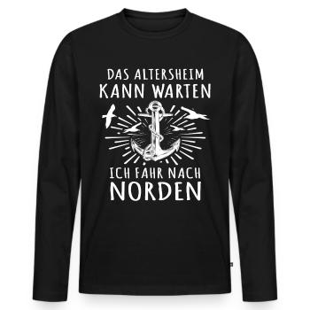 Norden Spruch - Männer Premium Bio Langarmshirt - Schwarz - Vorne - Nico (187cm)